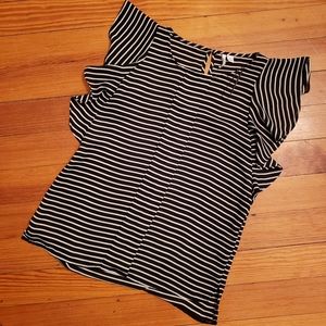 Elle Black and White Striped Blouse